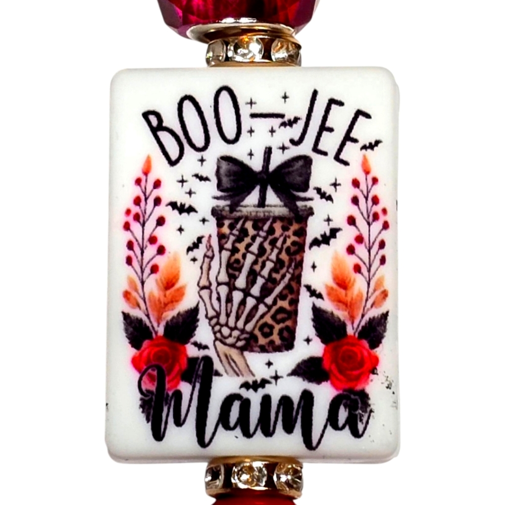 🟢 "BOO-JEE MAMA" Skeleton Hand Coffee Tumbler Hand-Made Whimsical Keychain